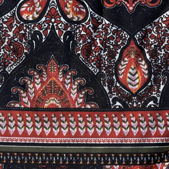 Lavish Blouse Womens Small Black Orange Batwing Paisley Office - Picture 3 of 8